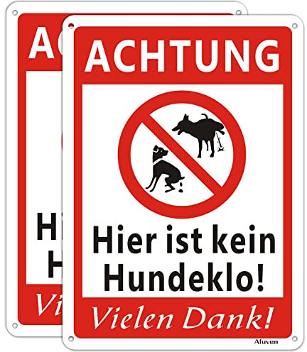 2 Stück Achtung Hier ist kein Hundeklo Schild 25x18cm Vorsicht Warnung Schild Hunde kacken verboten Aluminium mit UV-Schutz Keine Hundetoilette Schilder Verbotsschild Hundekot Hundehaufen Warnschilder