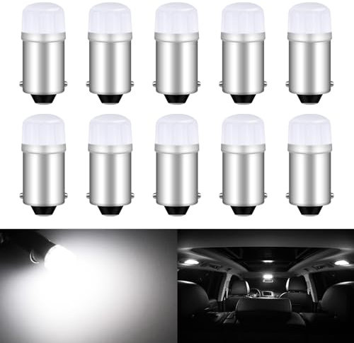 DEFVNSY 10PCS BA9S T11 53 T4W 64111 Bombilla LED 12V, 2SMD 2835Chips Blanco 6000K Bombilla LED para Coche Luz Interior de la cúpula del Mapa de la Placa de la guantera del Coche
