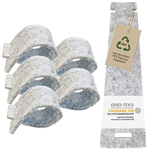 MIQIO® Design 6er Set Serviettenringe aus Filz | 6 Serviettenringe aus Filz abwaschbar | Dicke von 3mm | 100% Polyester | waschbar bis 30 Grad im Wollwaschgang | hellgrau Graumeliert