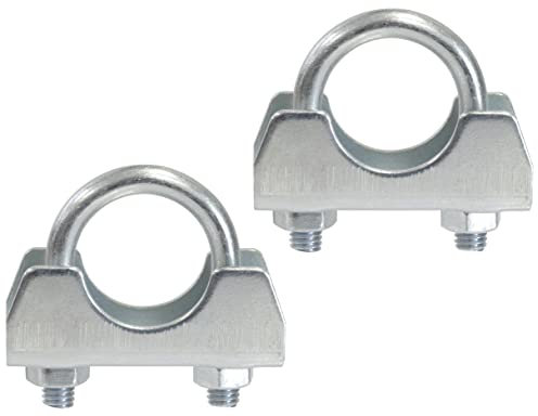 AERZETIX - C59056 - Lot de 2 Colliers de serrage en forme U et 2 écrous M6x42 mm - pour tuyauterie 1/2 ~21 mm - fixation tuyau pot d'échappement silencieux - en acier zingué - couleur argent
