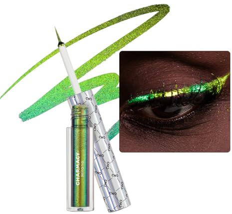 CHARMACY Chameleon Glitter Liquid Eyeliner, Metallic Shade Color Shift Eye Liner, Highly Pigmented, 24H Long-Lasting, Waterproof and Anti-Smudge, Ultra-Fine Tip (#906)