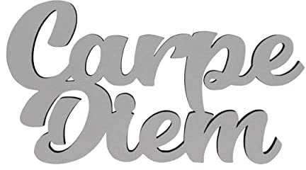 Melis Deko-Schriftzug Carpe Diem – Zuhause Schild aus Holz in weiß – 30cm