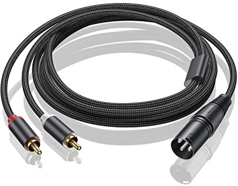 Seefeful Dual RCA to XLR Male Y Splitter Patch Cable, Unbalanced 2 RCA/Phono Plug to 1 XLR Splitter Duplicator Lead Y-Cable Adapter - (3feet / 1M)