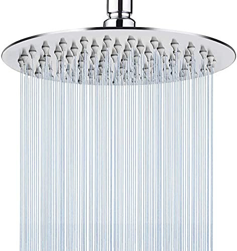 Oupukle Tête de Douche Acier Inoxydable Pommeau de Douche Ronde Douchette à Pluie Anti-calcaire Pomme de Douche 10 Pouces/25cm