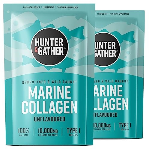 Kollagenpulver – 2 x 300g Reines geschmackloses Premium Hydrolysat Meereskollagen Peptide-Pulver Für gesunde Haare, Haut, Nägel und Muskeln