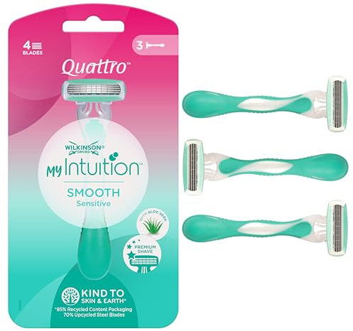 WILKINSON SWORD - Quattro For Women | Sensitive Comfort | Pack of 3 Disposable Razors