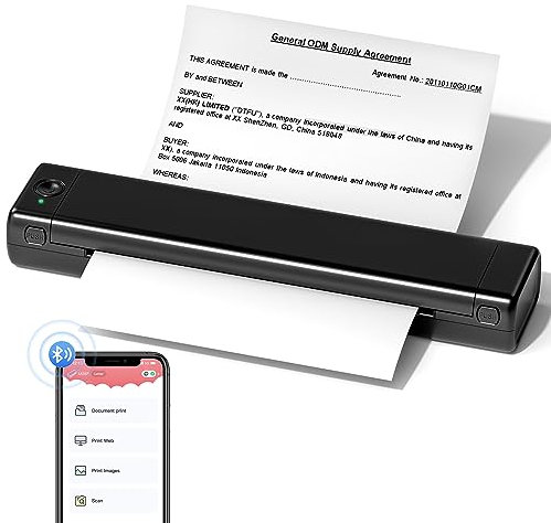 ASprink A4 Mobiler Drucker, M08f Bluetooth Kleiner Thermodrucker, Multifunktionsdrucker UnterstüTzt Thermopapier A4, Thermal Printer Kompatibel mit Android und iOS füR Telefon und Laptop