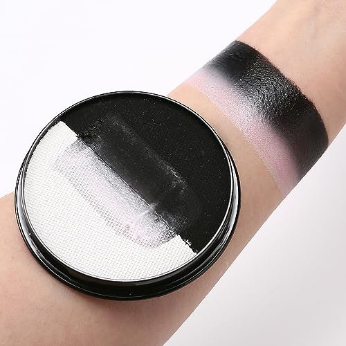 KARLOR 2-IN-1 Gesichtsfarbe 30g Aqua Körperfarbe Facepainting Body Paint Theaterschminke wasserlöslich Gesichtsmalerei Kinderschminke Halloween makeup Karneval Fasching Vampir Cosplay(schwarz&weiß)