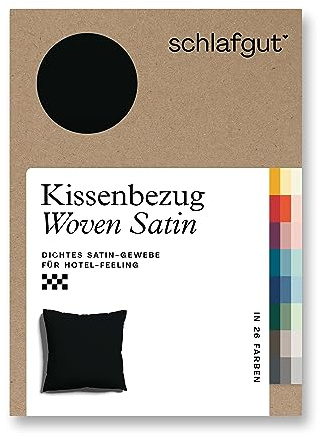 schlafgut Woven Satin Kissenbezug 40x40 cm Off-Black Uni in Premium Hotelqualität, Kopfkissenbezug einzeln mit 100% weicher Baumwolle