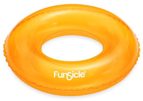 FUNSICLE, Bouée Gonflable Transparente Jaune pour Piscine, Idéale pour l'Apprentissage de la Natation, Dimensions 66X18 cm, Sécurité et Plaisir Aquatique Garantis