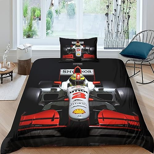 OPSREY Aurace Bedding Set Kissenbezug car Racing Bettdeckenbezug Verstecktes Scharnier Bettbezug Atmungsaktiv Duvet Cover Set Baumwolle Steppdeckenbezug Single(135x200cm)