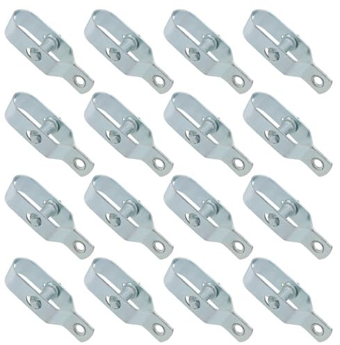 ZOENHOU Lot de 16 Pièces Tendeur Grillage galvanisés, Kit de Connecteurs Tendeur de Corde, pour Fil de Tension, fil a linge, Clôture, Couleur argent, 1,5 mm d'épaisseur, 92 mm