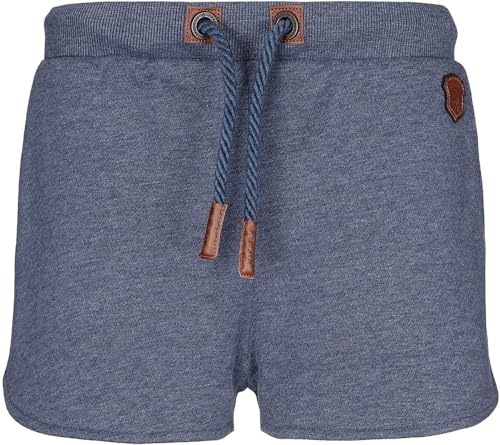 Naketano Damen Sweatshorts Truly Glorious, Farbe:Indigo Blue Melange, Größe:M