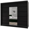 BEAUTY SOFA Monika - Schrank mit Spiegel - Kleiderschrank mit Schiebetüren - Schubladen im Inneren - Garderobenschrank, Mehrzweckschrank, Flurschrank, 200 cm breit - Schrank Schwarz Schwarze Sprossen