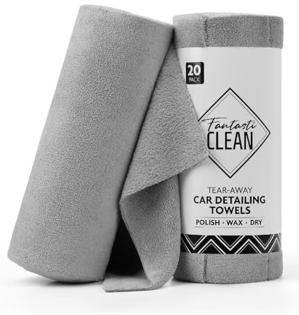 Fantasticlean Rollo de Paño de Microfibra - 20 Unidades, Paños de Limpieza Rasgables, Trapos Reutilizables para Secado y Pulido 35 x 35 cm - Gris