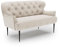 CAVADORE 2-Sitzer Küchensofa Amba, Trendige Sitzbank für Küche oder Esszimmer / 153 x 97 x 87 / Hochwertiges Flachgewebe: Naturweiß