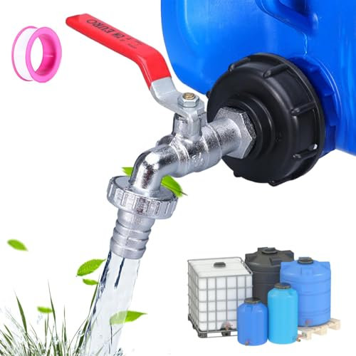 Rubinetto Per Cisterna 1000 Litri - Adattatore Rubinetto - Rubinetto Giardino - Adatto Per Contenitori Ibc, Borse, Adattatori Per Tubi Da Giardino