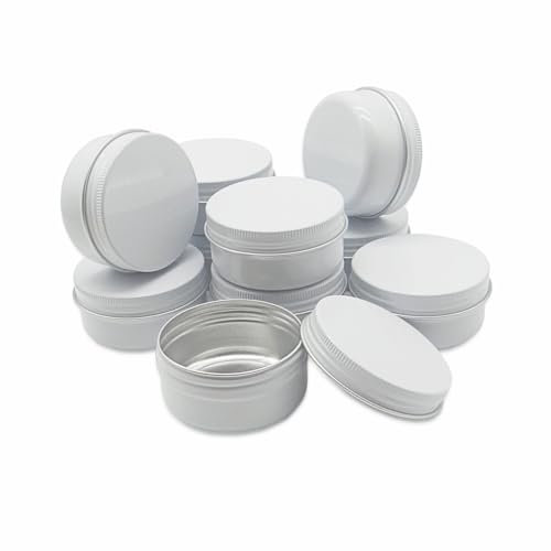 Wopanxye Lot de 10 boîtes en aluminium de 50 ml, 50 g de petits pots de maquillage avec couvercles ronds à vis pour cosmétiques, baumes à lèvres, toner, crème, bougie, thé, perles, cire