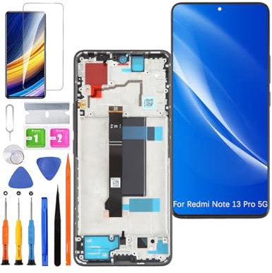 HLYGZX Écran pour Xiaomi Redmi Note 13 Pro 5G TFT 2312DRA50C LCD Écran de Rechange Assemblée réparation Kit (Noir avec Cadre,Pas d'empreintes digitales)