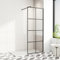 Shower Screen, 700 x 1900mm Walk in Shower Screen with Black Grid-Pattern Glass, Reversible, 8mm Easy Clean Toughened Glass