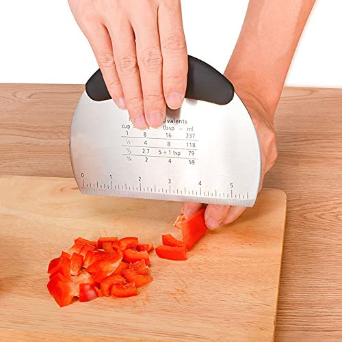 Professional Grade Stainless Steel Pastry Scraper Dough Blender Biscuit Cutter Set – Ergonomic Design with Common Baking Units for Easy Baking