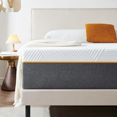 Sleremind Matelas 120x190x18cm, Mousse à Mémoire de Forme, Fermeté Moyenne, 7 Zones, Orange, Réversible à Deux Faces, Matelas 1 Personne