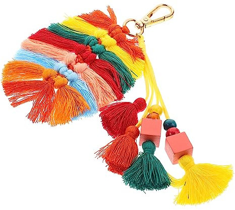 VALICLUD Schlüsselanhänger Mit Quaste Blatt Schlüsselanhänger Makramee-Regenbogen-schlüsselanhänger Schlüsselanhänger Makramee-Regenbogen-taschenanhänger Zinklegierung Colorful
