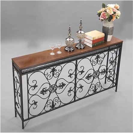 BSKJMMP Antique Finish Console Accent Table Aisle Cabinet Radiator Cover Shelf Living Room Entrance Long Strip Wall Porch Table 35 L x 9.4 W x 31.5 H (Black)