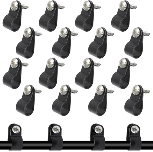 100 Pcs 3/8 Inch Black Nylon Screw Mounting R-type Cable Clip Wire Clamp, 10.4mm Cable Clip Wire Clamp for Wire Management, Stainless Steel Screws Included