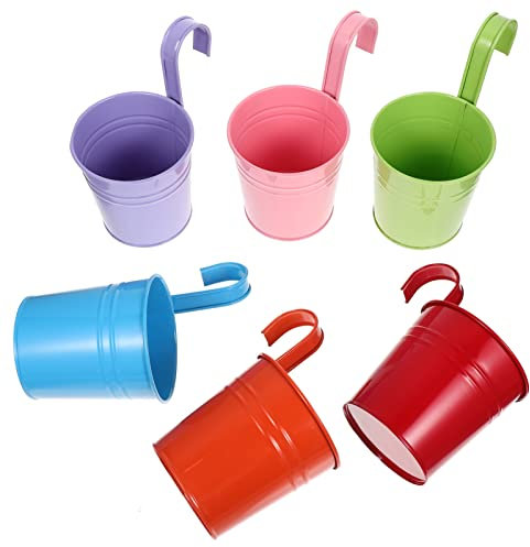 KONTONTY 6piezas Maceta Gancho Creativa para Colgar Balcón De Pintado Macetas De Pared Coloridas Adecuadas para Decoración De Flores De Interior y Jardín