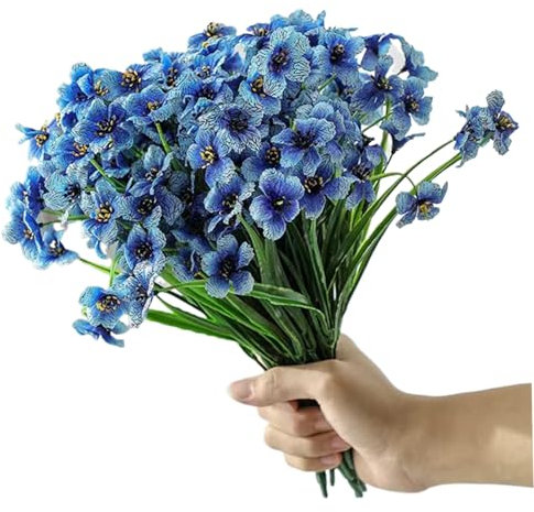 Künstliche Veilchen 13in ohne verblassende verstellbare Kunstblüten 22 Bündel UV -Widerstandsblumenstrauß für Innen im Freien im Freien Seidenblumdekor für Gärten, Hochzeiten, Fensterbänke Blau