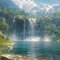 TRIOSK Sichtschutz Garten Dekoration Plane groß mit Motiv Wasserfall Schweizer Alpen Berge Wasser Natur Motivbanner Blickdicht für Terrasse Zaun Gartenzaun Gartenposter PVC Zaunblende 600x200 cm