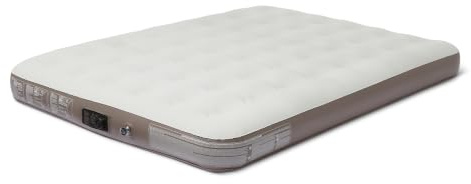 Amazon Basics Inflatable Air Mattress with Built-in Pump, Portable Electric Airbed for Overnight Guests or Camping, Plush Flocked Surface, UK Plug, Carry Bag, Queen Size 203x152x23cm
