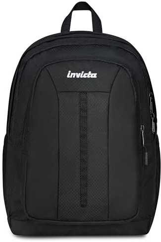 Invicta Jelek UP Led Zaino Scuola Media Ragazzo Ragazza, Scuola Superiore, Tinta Unita, Scomparto PC, Tasca Borraccia, nero