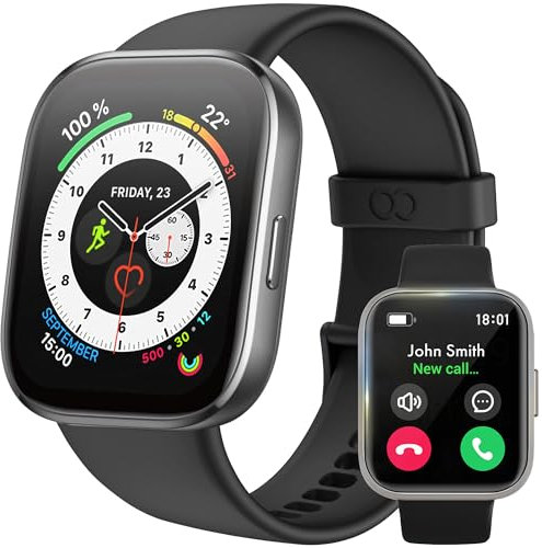 Smartwatch (Annehmen/Tätigen von Anrufen), 4,7 cm (1,83 Zoll) HD-Smartwatches für Herren und Damen, IP68 wasserdichter Fitness-Tracker mit 24/7 Herzfrequenz/SpO2/Schlafmonitor, Schrittzähler für