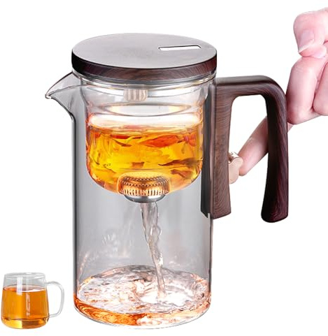 Tetera mágica de cristal con infusor, tetera Enchanti de 720 ml, tetera magnética transparente, infusores de té con control de presión para té suelto, café, té de la tarde