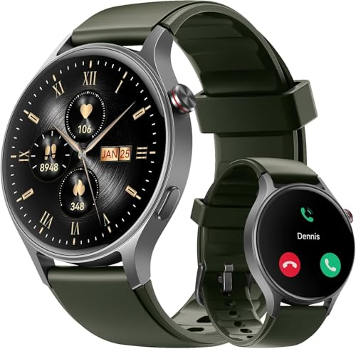 aeac Smartwatch Damen Rund mit Telefonfunktion,AMOLED Ultra-Clear Screen Uhren Damen (Durchmesser 43mm),110+ Sportmodi Watch mit SpO2 Pulsuhr Schlafmonitor,3ATM Wasserdicht Fitnessuhr für iOS Android