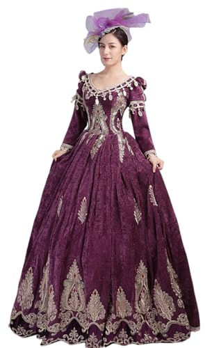 CountryWomen 18th Century Damen Rokoko Ballkleid Druck Lang Gothic Viktorianisches Kleid Maskerade Thema Kleider