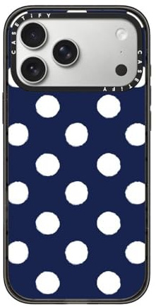 CASETiFY Impact für iPhone 17 Pro Max Hülle [Schlank/Schutz vor Stürzen aus 2,5 m Höhe/Kabelloses Laden] - Nautical Polka - Schwarz