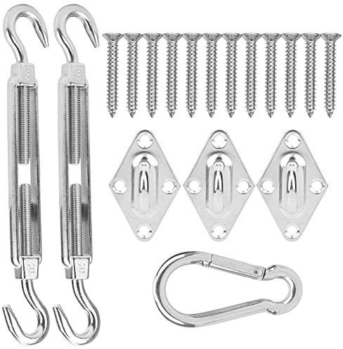 Kit di ferramenta per tende da sole in acciaio inox, set di viti con gancio a rombo e fibbia a molla, accessorio per tende da sole resistente alla corrosione per l’installazione di