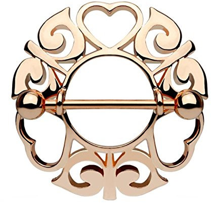 beyoutifulthings Ring TRIBAL Herzen ROSÈGOLD Brustwarzen-Piercing Intim-Piercing Brust-Piercing Edelstahl 1,6mm 19mm