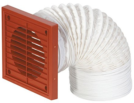 Airflow Flexible Ducting Kit – Ø100mm Diameter x 3m Long Duct with White Square Grille with Fly Screen – Easy Install Ventilation Kit for Extractor Fans