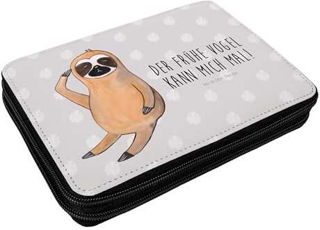 Mr. & Mrs. Panda Federmappe Faultier Vogel - Geschenk, Schule, Motiv, Faultier Deko, Stifte Etui, Federmappe Einschulung, Morgenmuffel, Schüler,