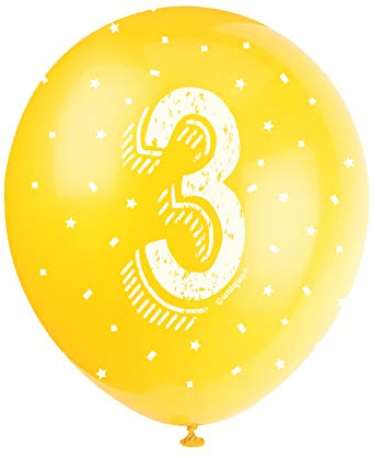 Assorted Color Number 3 Latex Balloons (30cm) Pack of 5 - Perfect for Birthdays & Special Occasions