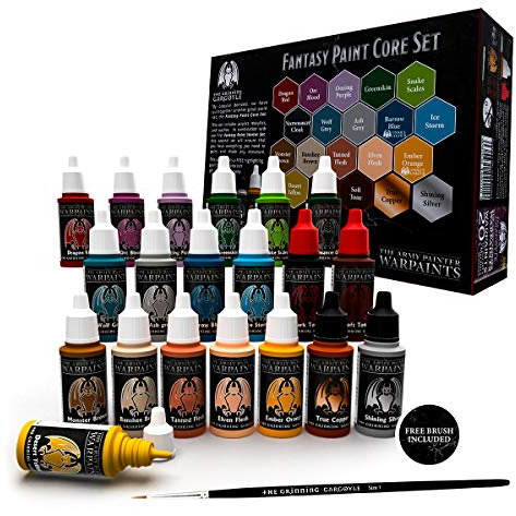 Grinning Gargoyle Fantasy Model Paint Set - The Army Paint Miniature Set - 20x Acrylic Paints and Brush for Tabletop Figures - Hobby Painting (Core)
