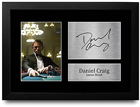 HWC Trading Daniel Craig A4 Gerahmte Signiert Gedruckt Autogramme Bild Druck-Fotoanzeige Geschenk Für James Bond 007 Filmfans