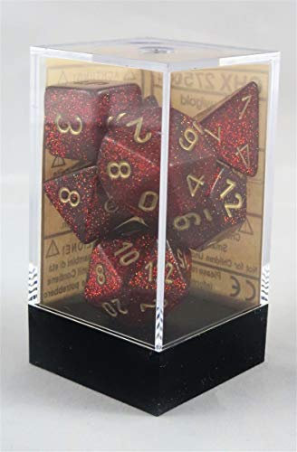 Chessex Glitter Ruby/Gold Set Boxed