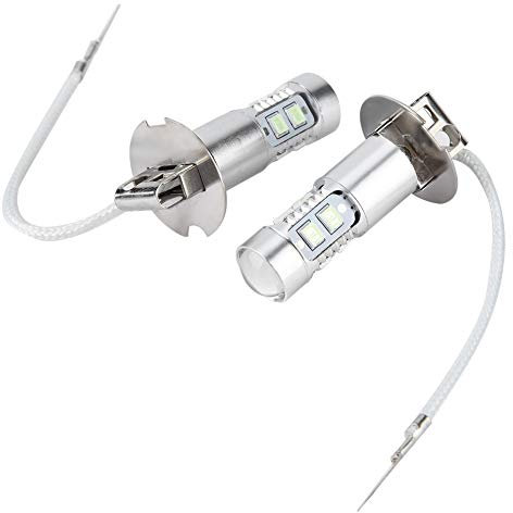 Ymiko Ampoules de phares à DEL, H3 LED ampoules de phare 2 pièces ampoule de jour 100W 1200LM 8000K voiture LED phare ampoules Kit antibrouillard