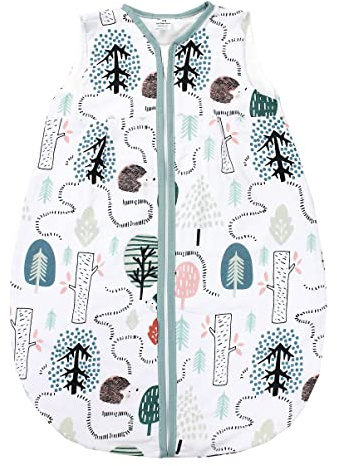 TupTam Baby Sommer Schlafsack 0.5 TOG aus OEKO-TEX zertifizierten Materialien, Farbe: Igel Mint, Größe: 80-86