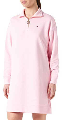 Tommy Hilfiger Relaxed Half-Zip Short Dress LS Robe dcontracte, Pastel Pink, S Femme